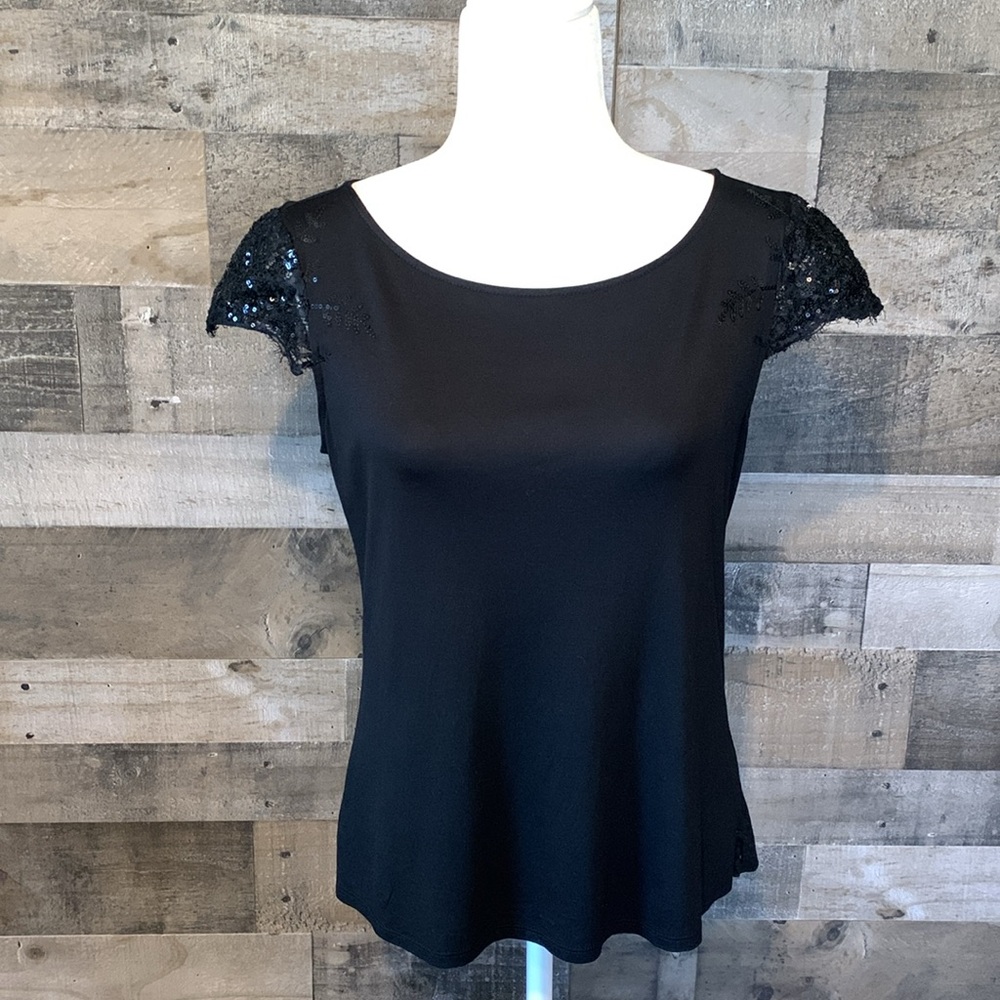 White House Black Market top with sequined cap sleeves - Picture 16 of 16